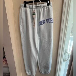 Self Esteem Light Blue Kids Sweatpants with 'New York' Graphic